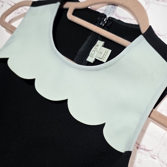 J. Crew Black and White Scalloped Mini Shift  Dress Sz 2 - Picture 2 of 6